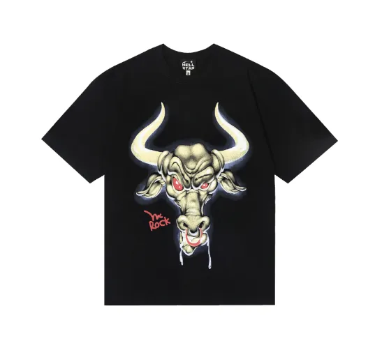 6783# P116 Hellstar American fashion high street pure cotton loose short-sleeved T-shirt Color: Black Dark Coffee Size: S M L XL