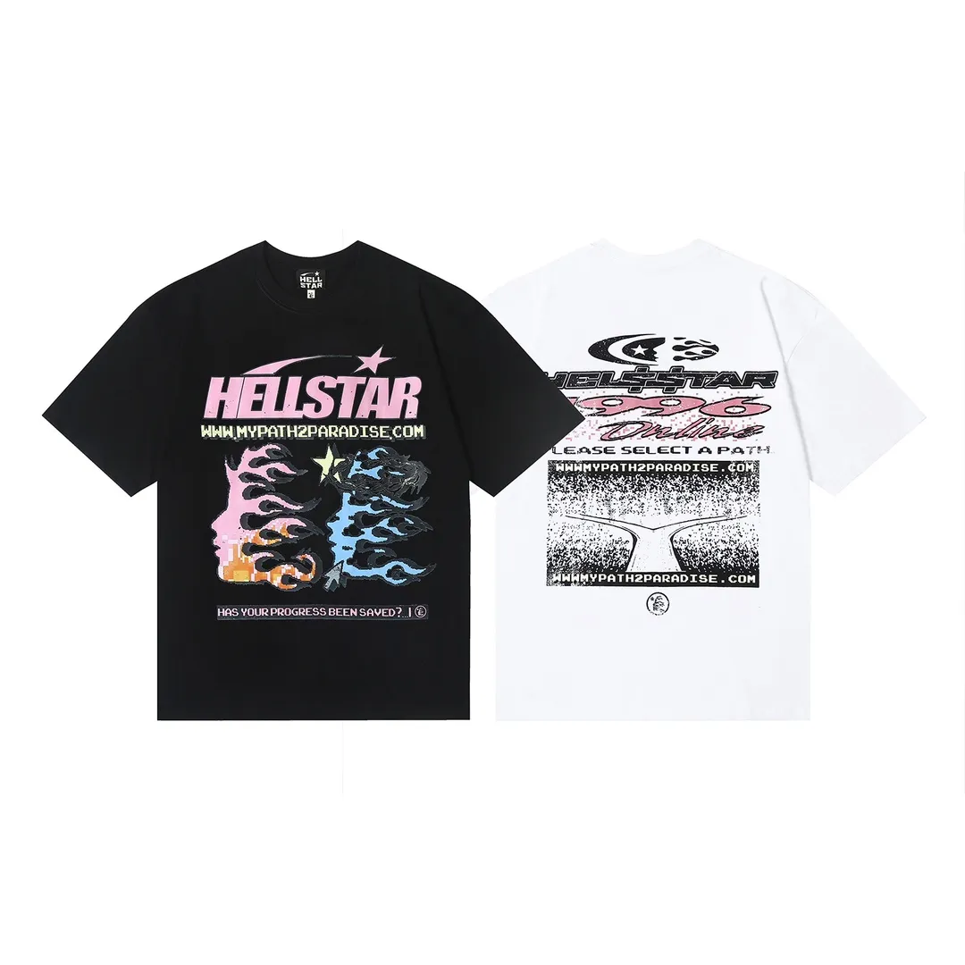 6639# P116 Hellstar American fashion high street pure cotton loose short-sleeved T-shirt Color: White Black Size: S M L XL