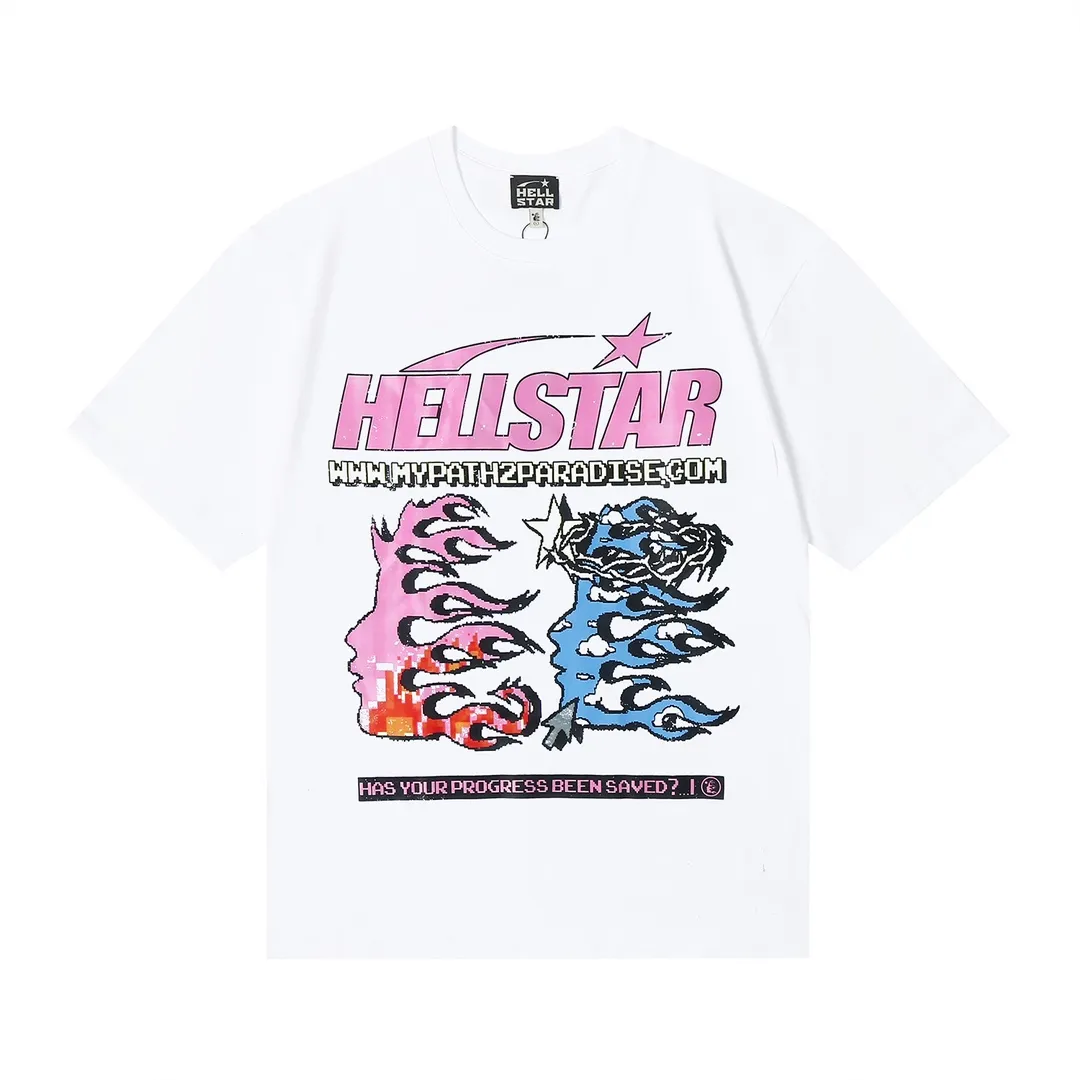 6639# P116 Hellstar American fashion high street pure cotton loose short-sleeved T-shirt Color: White Black Size: S M L XL