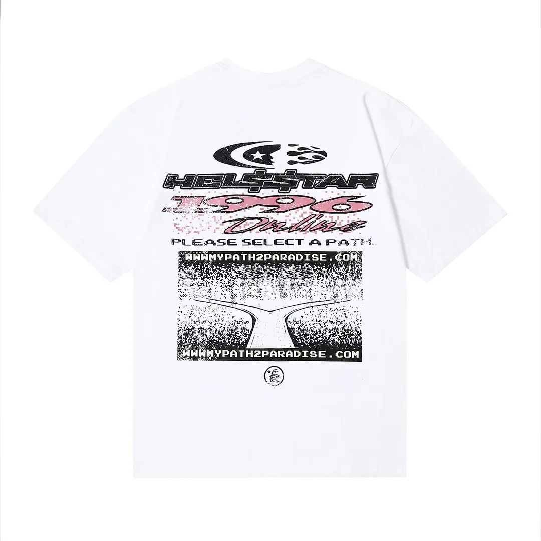 6639# P116 Hellstar American fashion high street pure cotton loose short-sleeved T-shirt Color: White Black Size: S M L XL