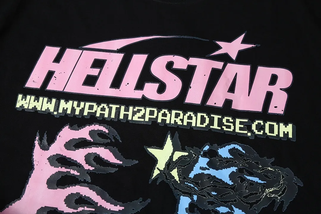 6639# P116 Hellstar American fashion high street pure cotton loose short-sleeved T-shirt Color: White Black Size: S M L XL