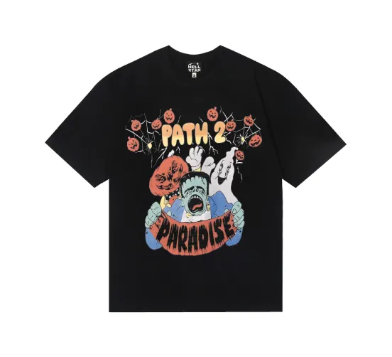 6818# P116 Hellstar American fashion high street pure cotton loose short-sleeved T-shirt Color: Black White Size: S M L XL