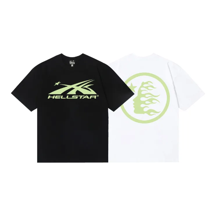 6801# P112 Hellstar American fashion high street pure cotton loose short-sleeved T-shirt Color: White Black Size: S M L XL