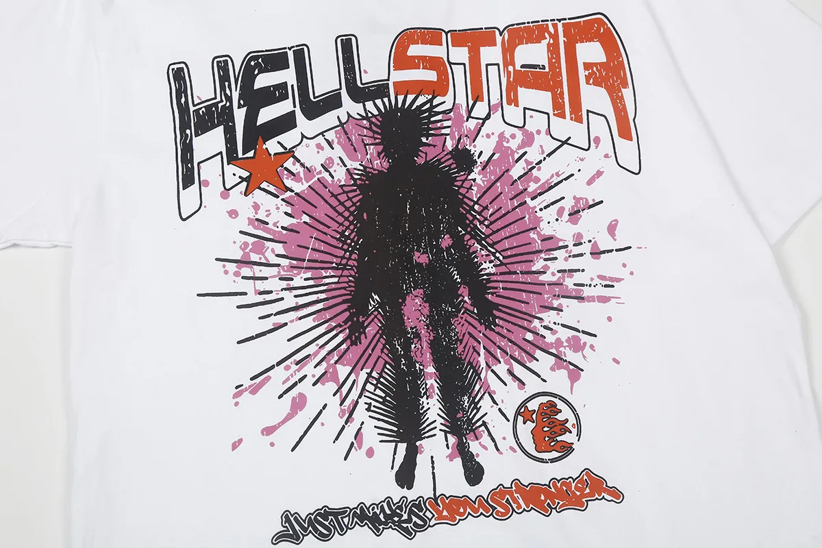 6677# P116 Hellstar American fashion high street pure cotton loose short-sleeved T-shirt Color: White Black Apricot Code Number: S M L XL