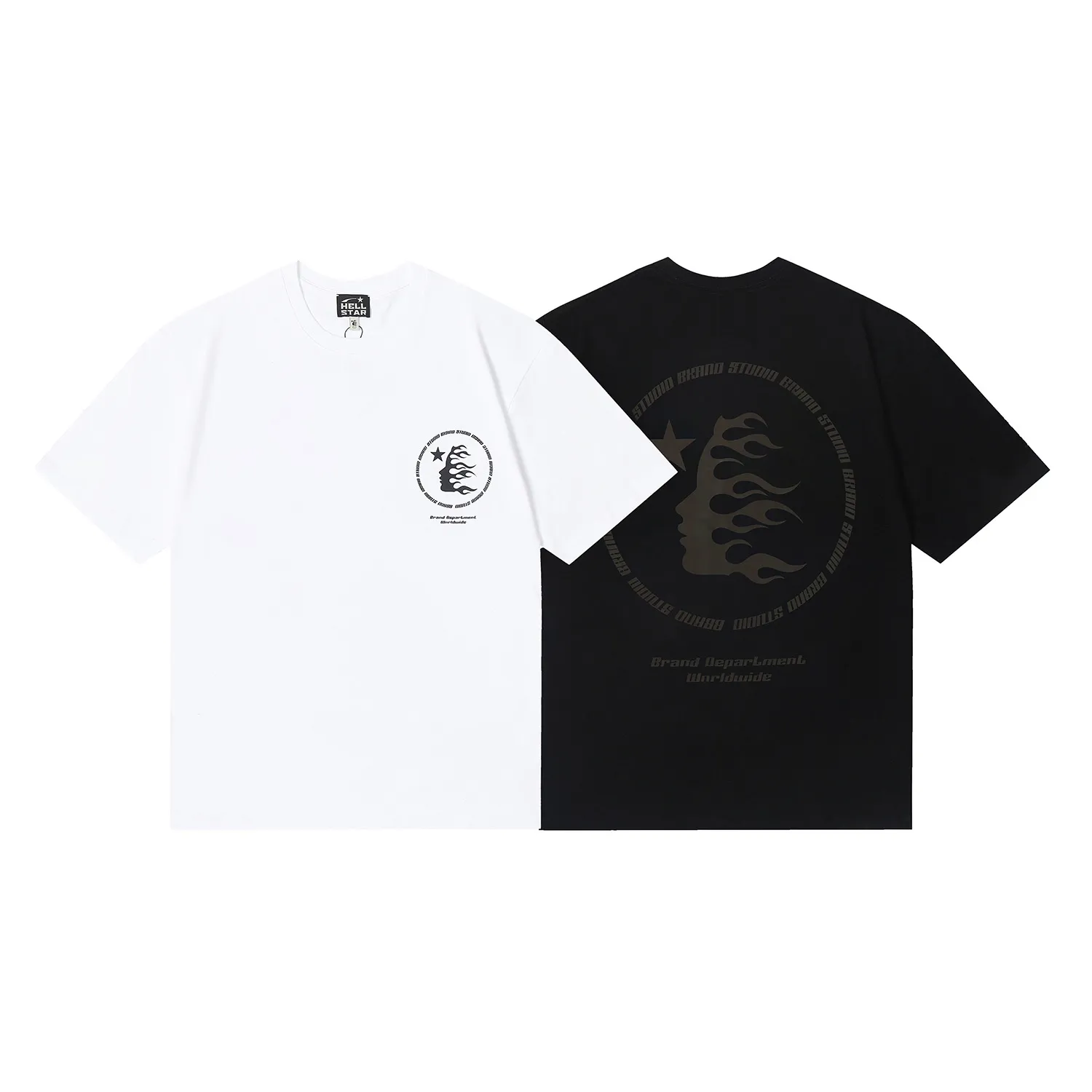 6672# P112 Hellstar American fashion high street pure cotton loose short-sleeved T-shirt Color: White Black Size: S M L XL