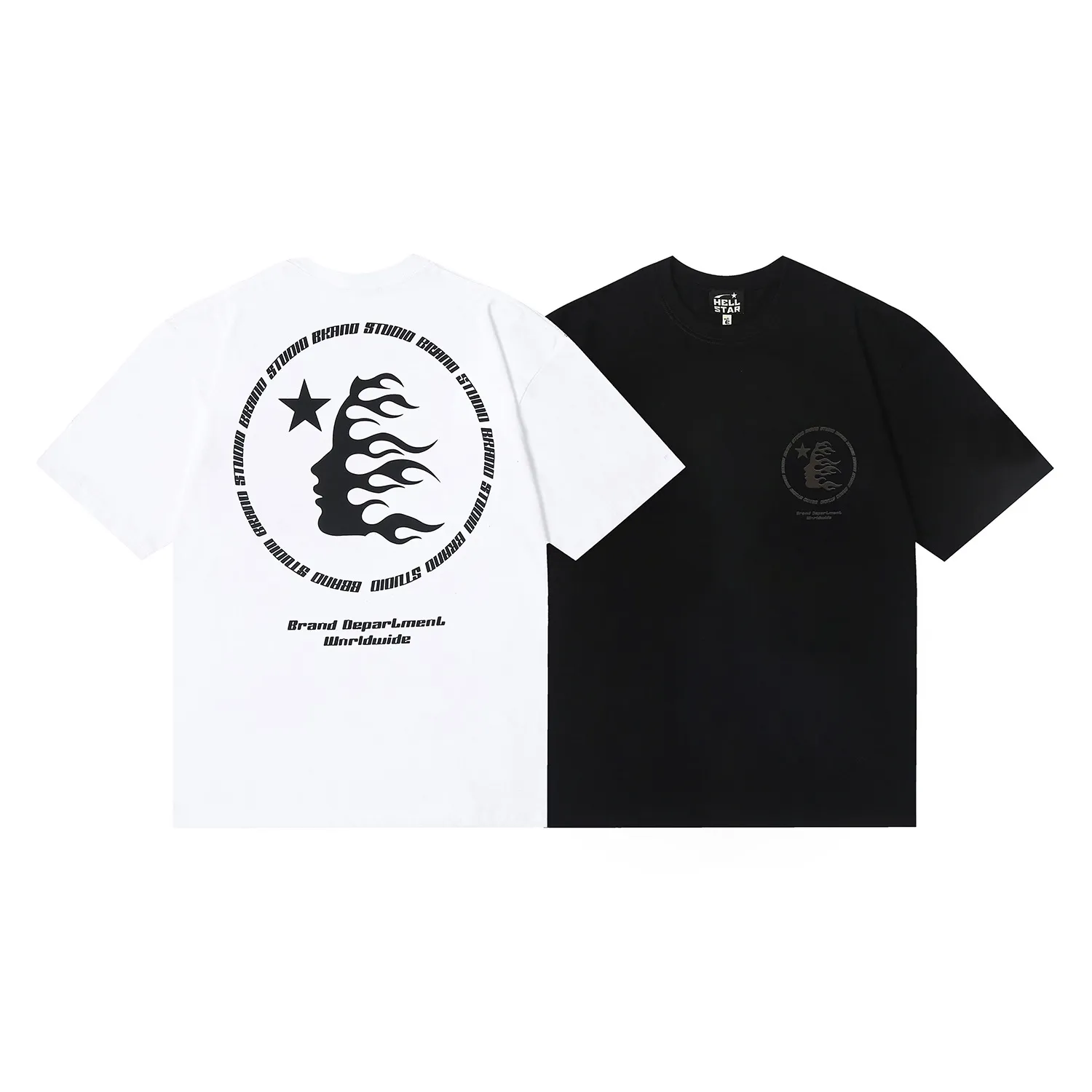 6672# P112 Hellstar American fashion high street pure cotton loose short-sleeved T-shirt Color: White Black Size: S M L XL