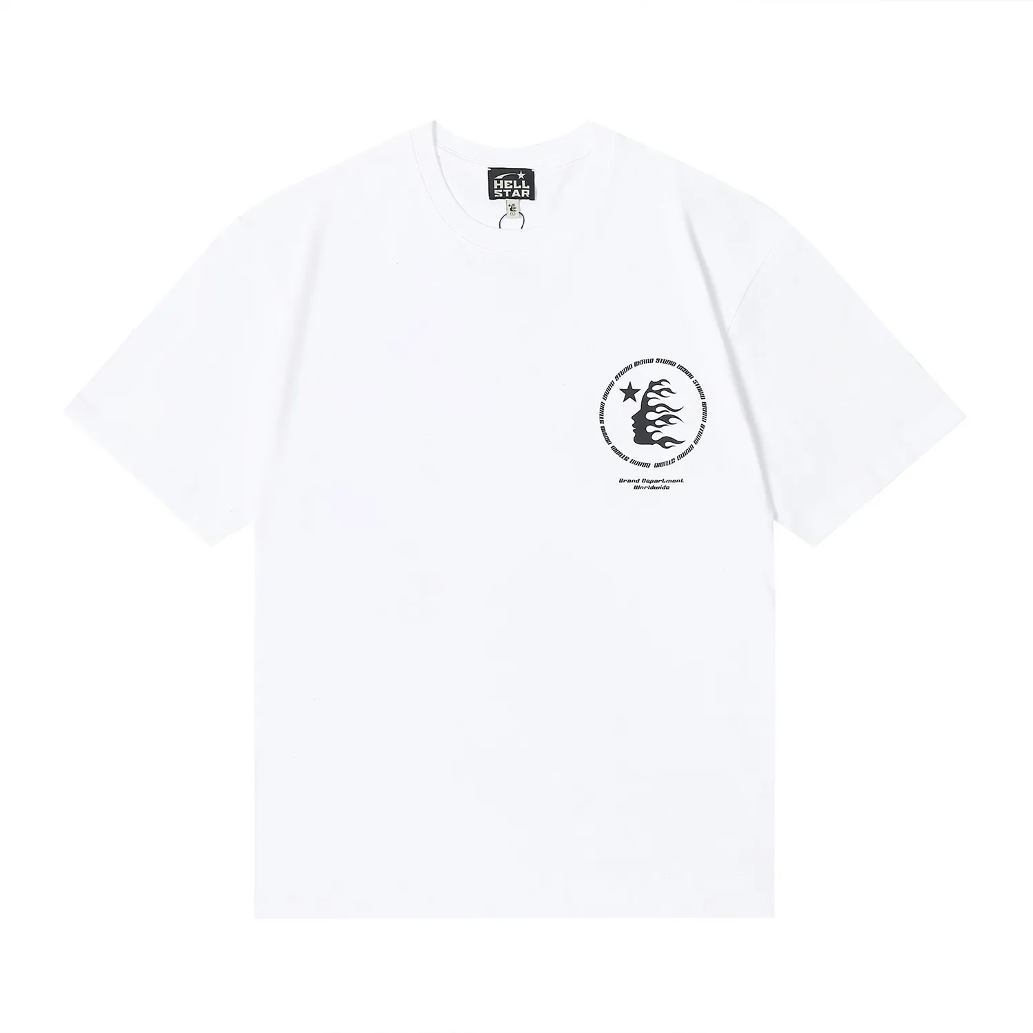 6672# P112 Hellstar American fashion high street pure cotton loose short-sleeved T-shirt Color: White Black Size: S M L XL