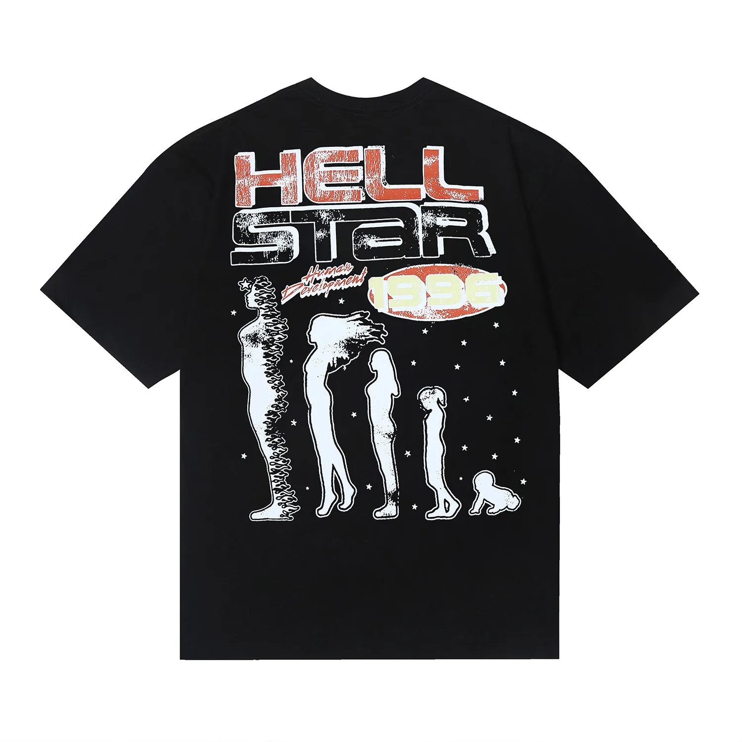 6619# P116 Hellstar American fashion high street pure cotton loose short-sleeved T-shirt Color: White Apricot Black Size: S M L XL