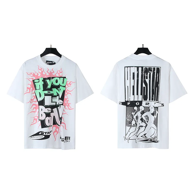 P110 5621# Real shot Hellstar Meichao high street pure cotton loose short-sleeved T-shirt Fabric: 240g 32 count fine cotton double yarn pure cotton Color: White Size: S M L XL