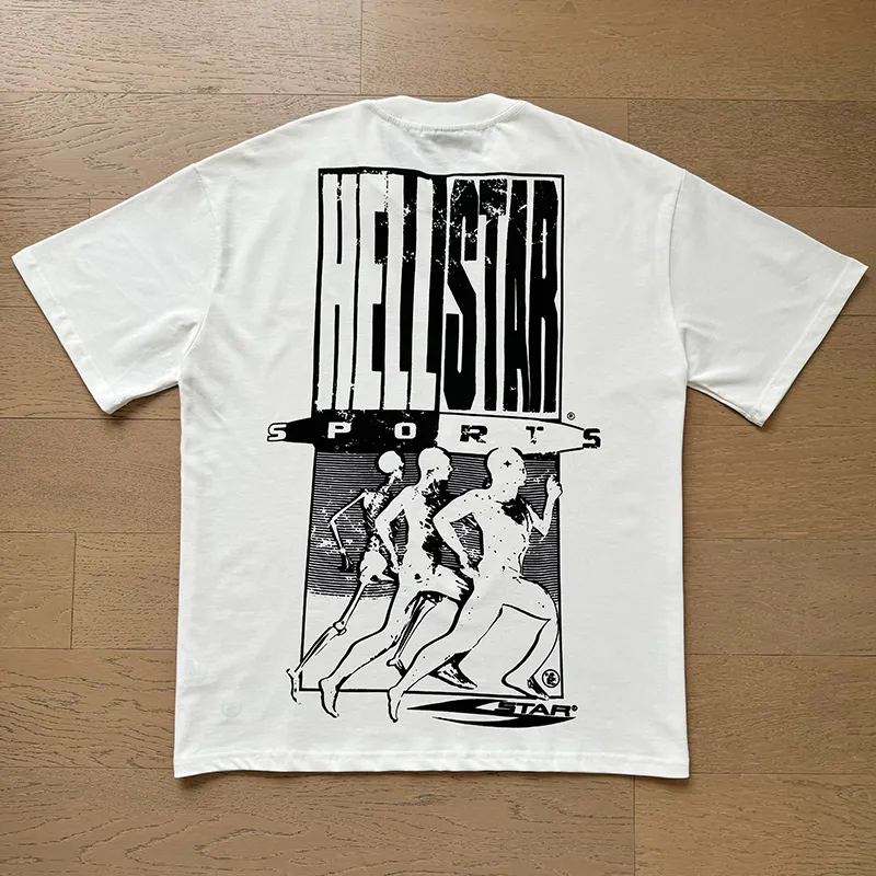 P110 5621# Real shot Hellstar Meichao high street pure cotton loose short-sleeved T-shirt Fabric: 240g 32 count fine cotton double yarn pure cotton Color: White Size: S M L XL