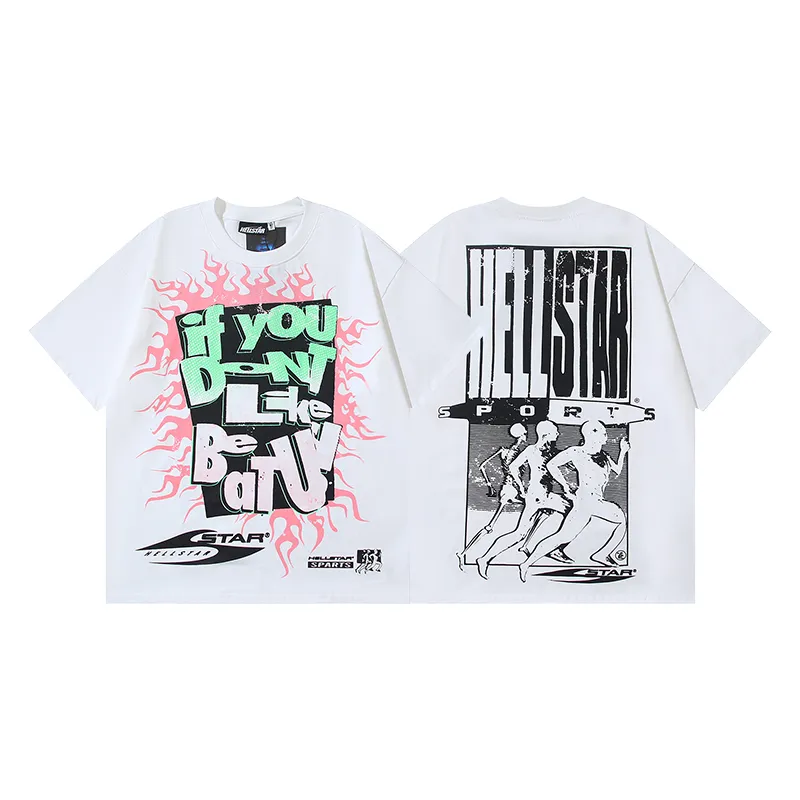 P110 5621# Real shot Hellstar Meichao high street pure cotton loose short-sleeved T-shirt Fabric: 240g 32 count fine cotton double yarn pure cotton Color: White Size: S M L XL