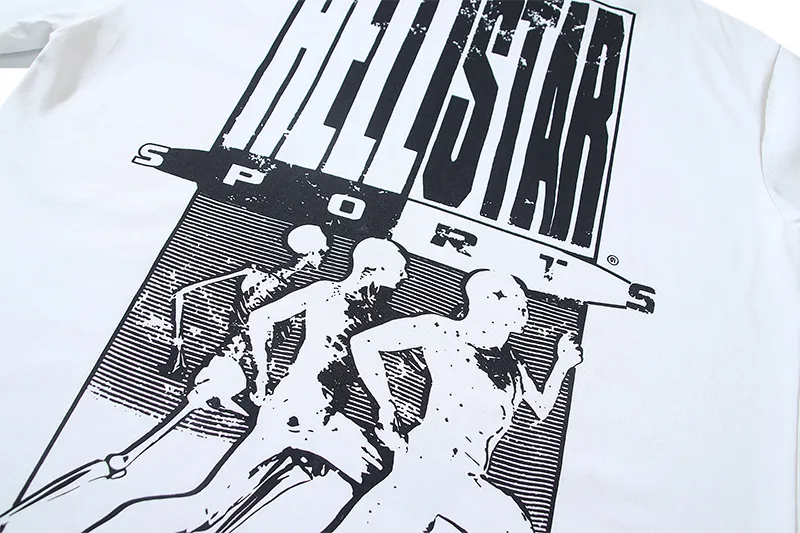 P110 5621# Real shot Hellstar Meichao high street pure cotton loose short-sleeved T-shirt Fabric: 240g 32 count fine cotton double yarn pure cotton Color: White Size: S M L XL