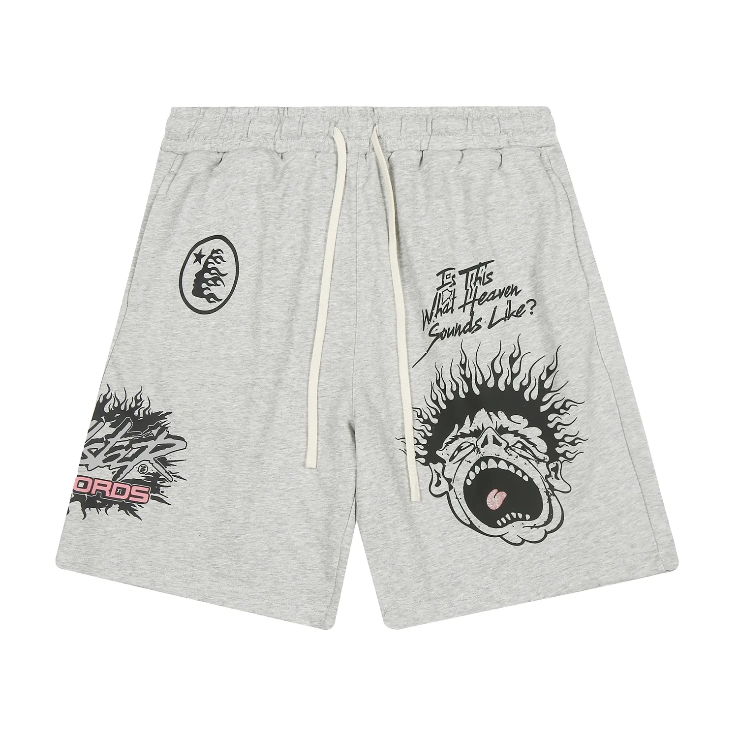 1101# P150 Hellstar pure cotton terry 350g printed casual shorts Color: black floral gray Size: S M L XL