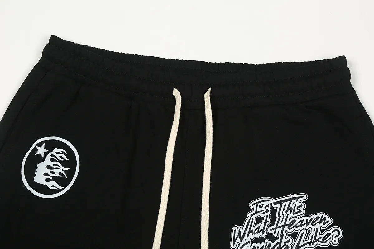 1101# P150 Hellstar pure cotton terry 350g printed casual shorts Color: black floral gray Size: S M L XL