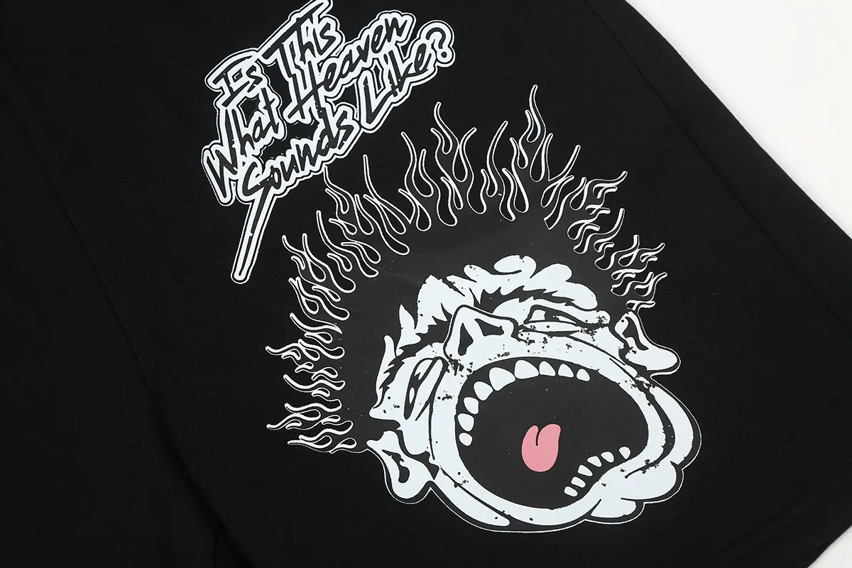 1101# P150 Hellstar pure cotton terry 350g printed casual shorts Color: black floral gray Size: S M L XL