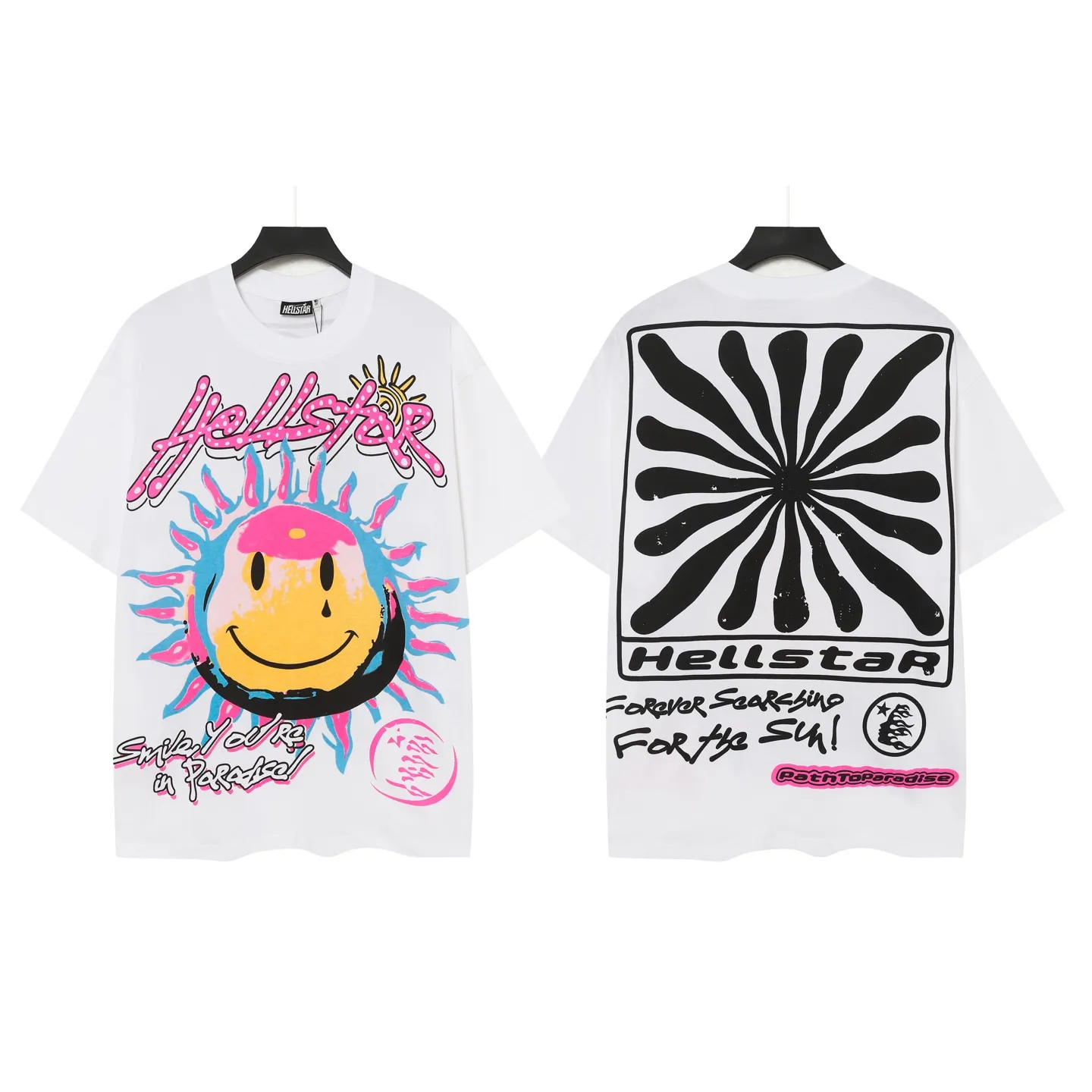 P108 Real-stock Hellstar Cross-border European and American style, street fashion brand pure cotton T-shirt Fabric (fabric): 32 counts of 240g heavy combed double yarn pure cotton Size (size): S-M- L- X L Color (colour): White 👉 👉 👉 👉