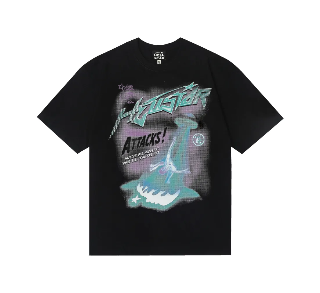 6746# P112 Hellstar American fashion high street pure cotton loose short-sleeved T-shirt Color: White Black Size: S M L XL