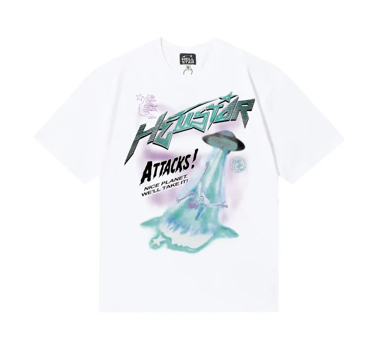 6746# P112 Hellstar American fashion high street pure cotton loose short-sleeved T-shirt Color: White Black Size: S M L XL
