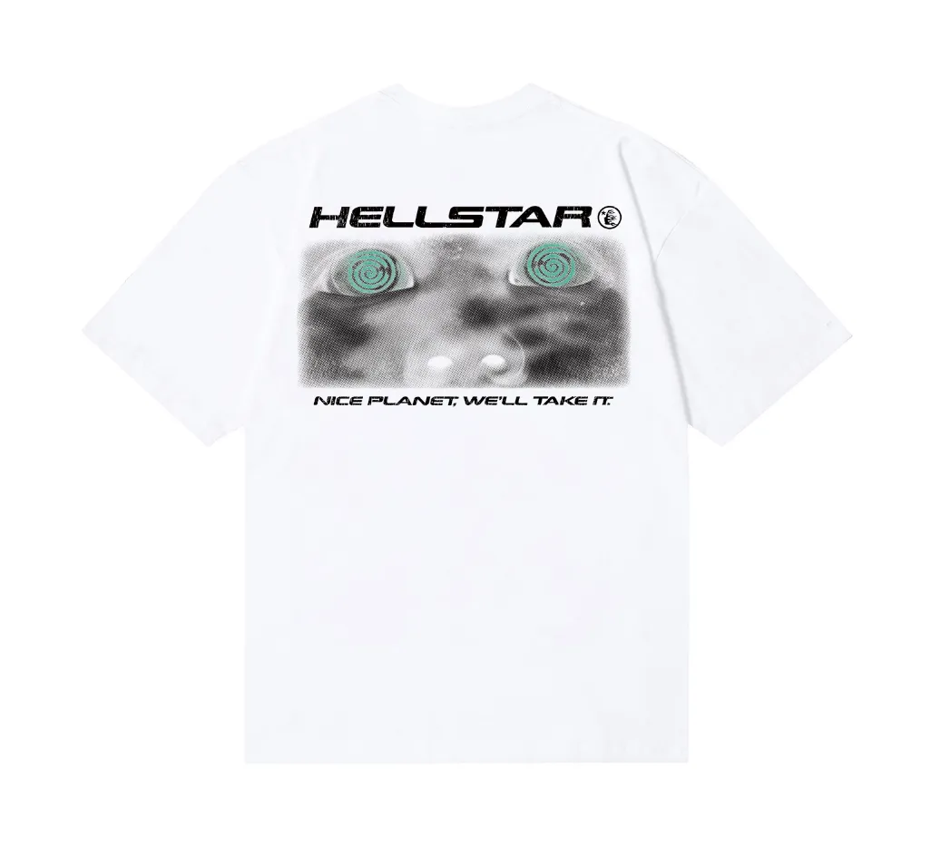 6746# P112 Hellstar American fashion high street pure cotton loose short-sleeved T-shirt Color: White Black Size: S M L XL