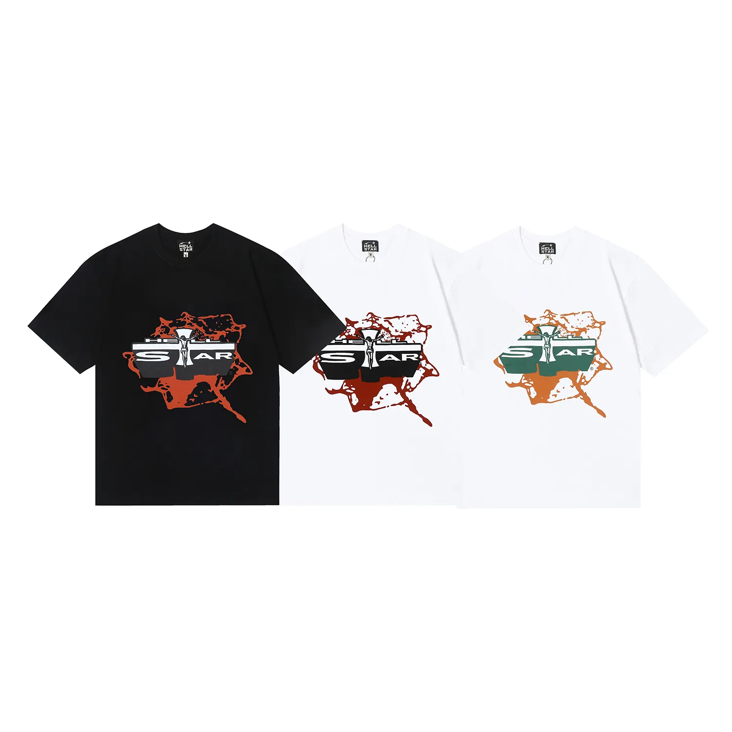 6620# P116 Hellstar American fashion high street pure cotton loose short-sleeved T-shirt Color: White Black Size: S M L XL