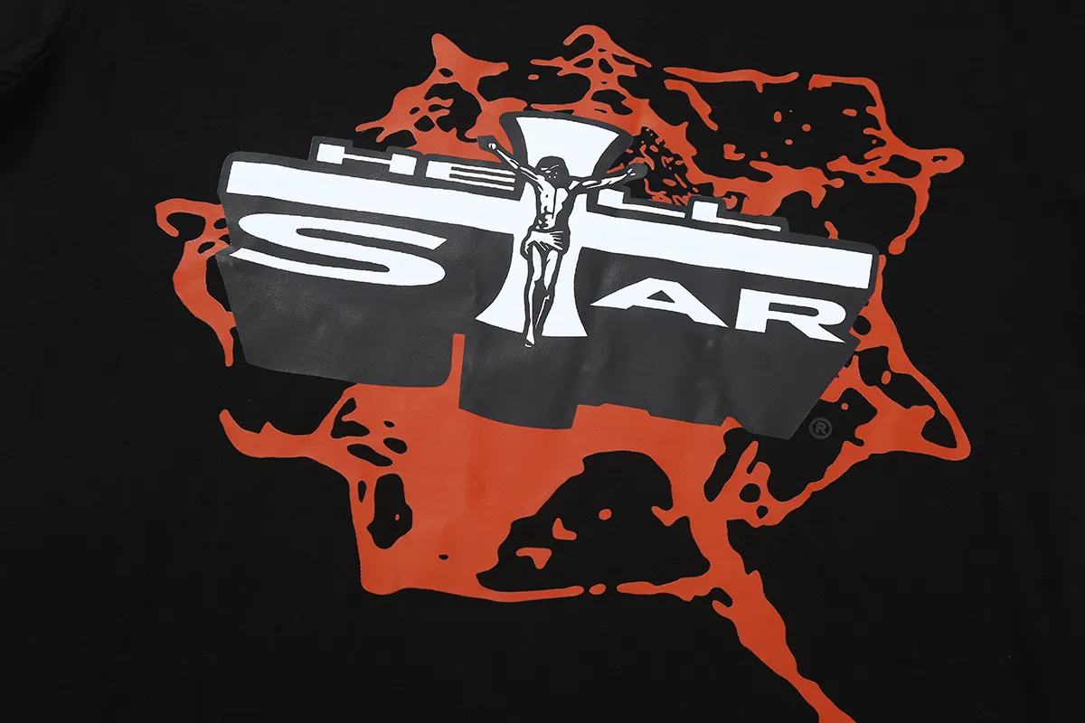 6620# P116 Hellstar American fashion high street pure cotton loose short-sleeved T-shirt Color: White Black Size: S M L XL