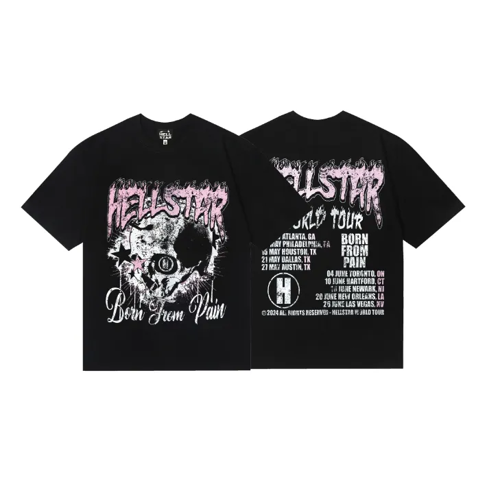 6786# P116 Hellstar American fashion high street pure cotton loose short-sleeved T-shirt Color: Black Size: S M L XL