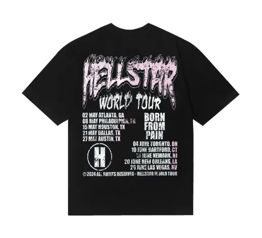 6786# P116 Hellstar American fashion high street pure cotton loose short-sleeved T-shirt Color: Black Size: S M L XL