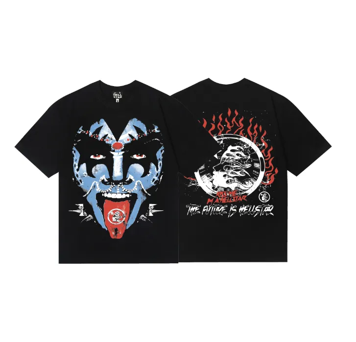 6724# P116 Hellstar American fashion high street pure cotton loose short-sleeved T-shirt Color: Black Size: S M L XL