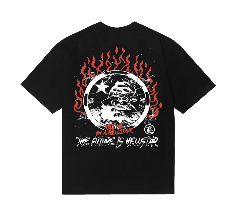 6724# P116 Hellstar American fashion high street pure cotton loose short-sleeved T-shirt Color: Black Size: S M L XL