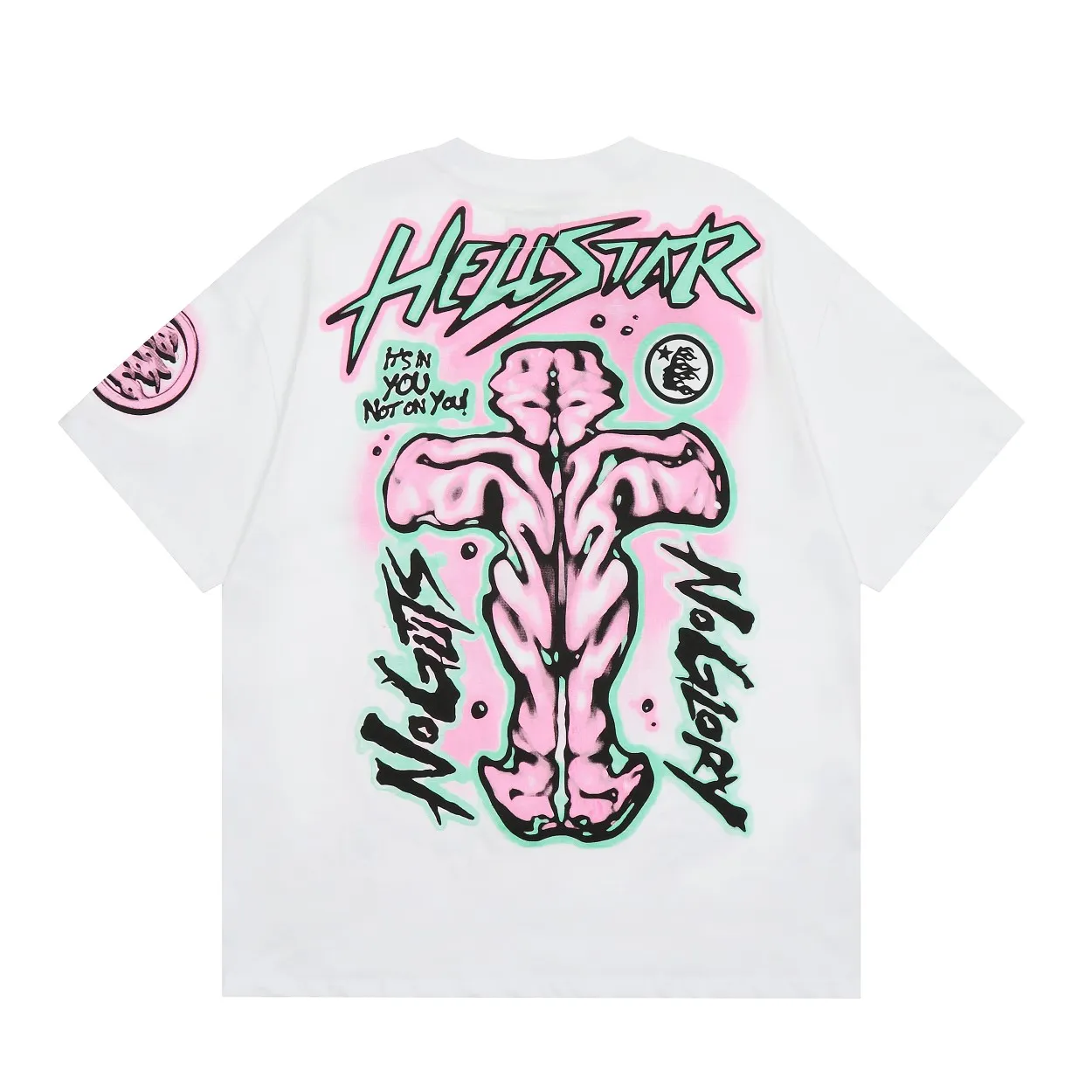 P120 Hellstar No Guts No Glory Tee High-quality foreign trade American fashion short-sleeved T-shirt Newly popular American fashion Hellstar! Standard beauty and trendy workmanship, original customization (fabric, pattern, printing, hang tag, main mark, etc.), exaggerated style, explosive style, dare to break through tradition, bring adventurous new fashion experience!   YoungBoy, the most popular rapper in the youth circle, has shot a lot of models for him, and celebrities such as Dababy and Swae Lee frequently get dressed!   color: white size: S, M, L, XL