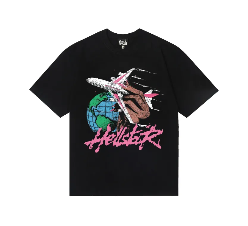 6765# P116 Hellstar American fashion high street pure cotton loose short-sleeved T-shirt Color: Black Size: S M L XL