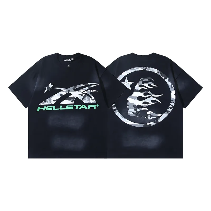 P126 6755#washed black Real shot Hellstar washed retro beauty trendy printed short-sleeved T-shirt Fabric: 250g 32 count fine cotton double yarn pure cotton Color: washed black Size: S M L XL