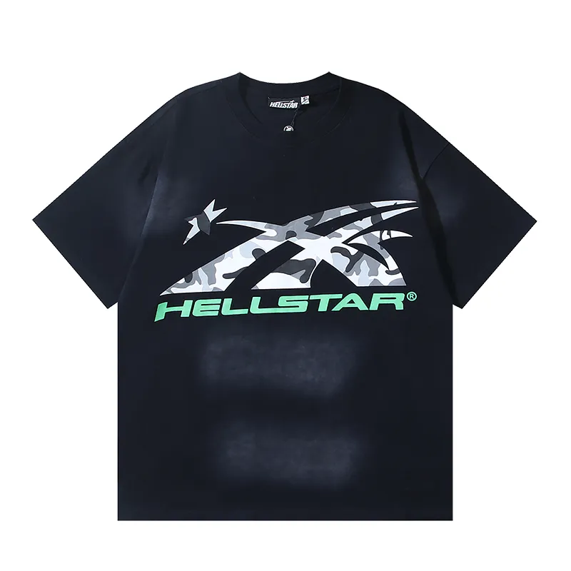 P126 6755#washed black Real shot Hellstar washed retro beauty trendy printed short-sleeved T-shirt Fabric: 250g 32 count fine cotton double yarn pure cotton Color: washed black Size: S M L XL
