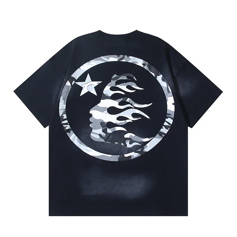 P126 6755#washed black Real shot Hellstar washed retro beauty trendy printed short-sleeved T-shirt Fabric: 250g 32 count fine cotton double yarn pure cotton Color: washed black Size: S M L XL