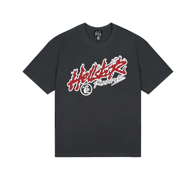 6749# P112 Hellstar American fashion high street pure cotton loose short-sleeved T-shirt Color: Black Gray Size: S M L XL