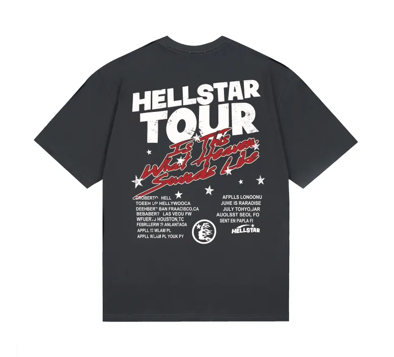 6749# P112 Hellstar American fashion high street pure cotton loose short-sleeved T-shirt Color: Black Gray Size: S M L XL