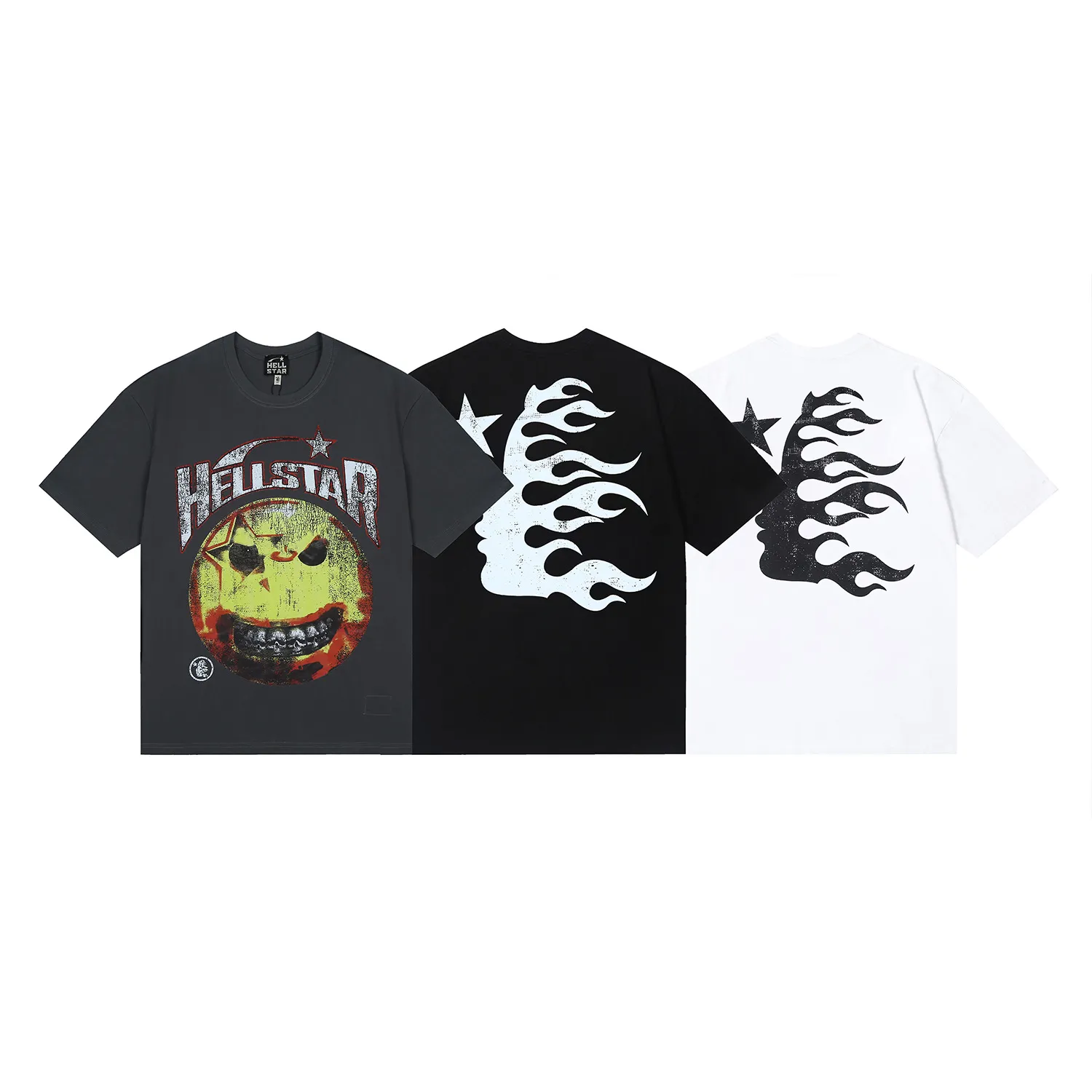 6659# P116 Hellstar American fashion high street pure cotton loose short-sleeved T-shirt Color: White Black Gray Size: S M L XL