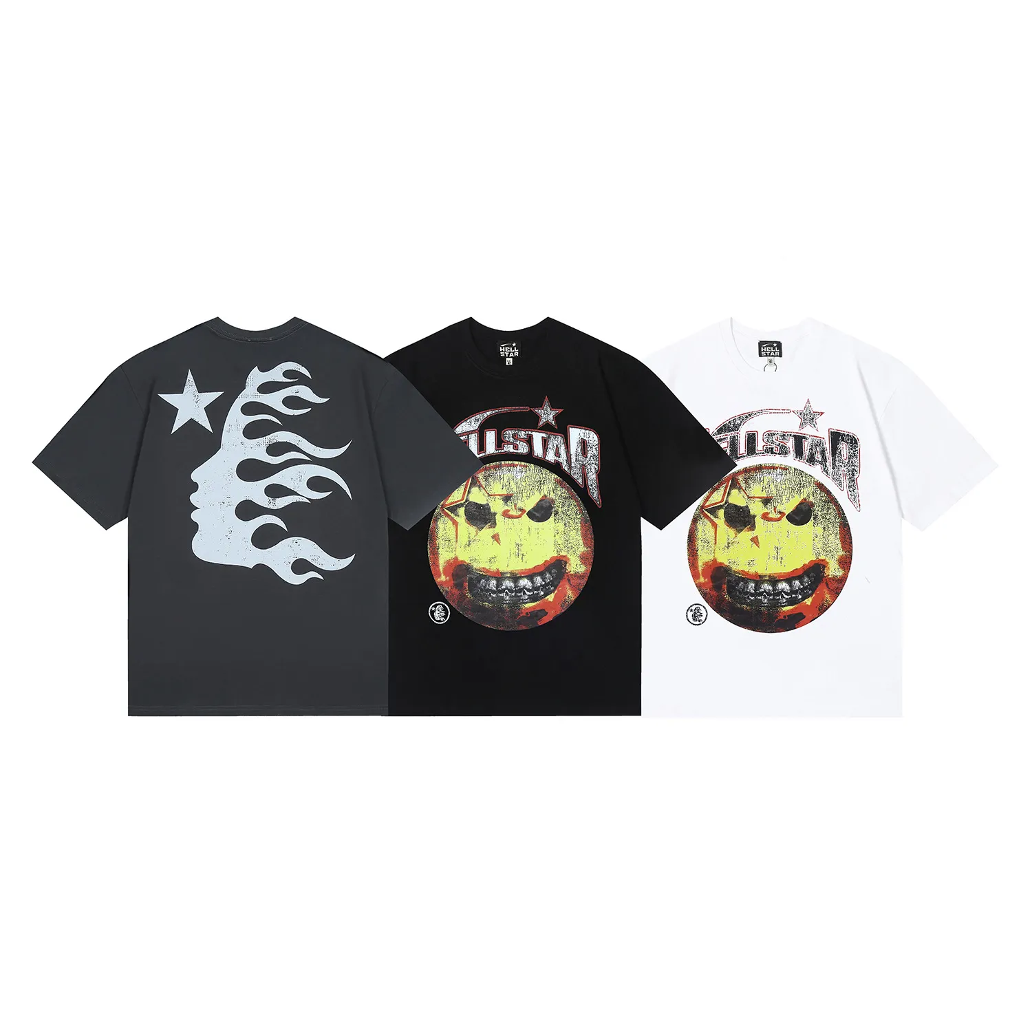 6659# P116 Hellstar American fashion high street pure cotton loose short-sleeved T-shirt Color: White Black Gray Size: S M L XL