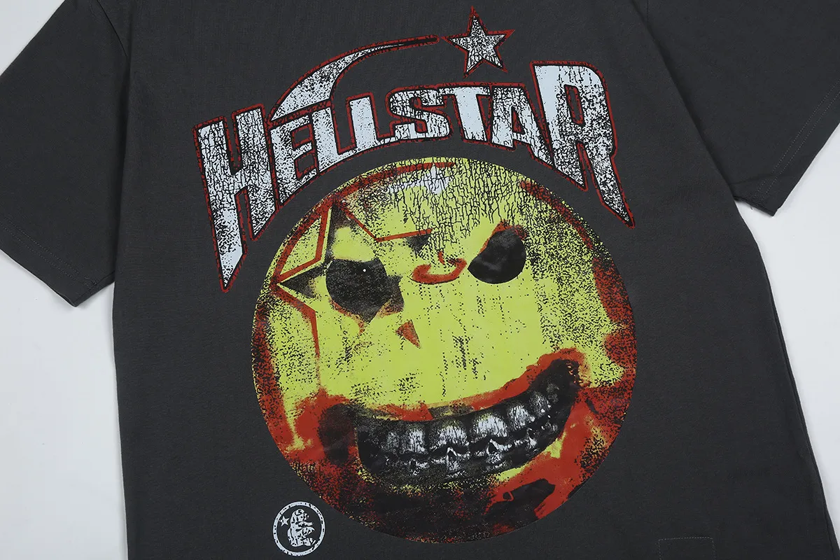 6659# P116 Hellstar American fashion high street pure cotton loose short-sleeved T-shirt Color: White Black Gray Size: S M L XL