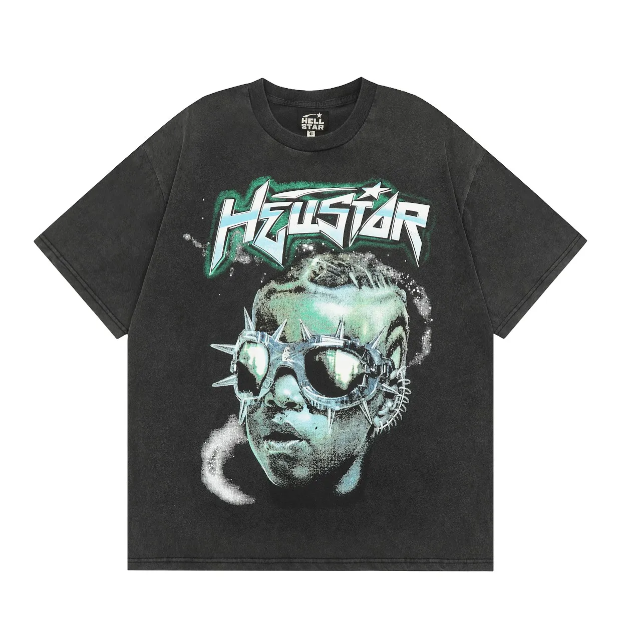 P126 Hellstar Studios The Future Short Sleeve Tee Shirt Washed Black Hellstar Future's washed and distressed short-sleeved T-shirt The new hot beauty trend Hellstar! Standard beauty and trendy workmanship, original customization (fabric, pattern, printing, hang tag, main mark, etc.), exaggerated style, explosive style, dare to break through tradition, bring adventurous new fashion experience!  YoungBoy, the most popular rapper in the youth circle, has shot a lot of models for him, and celebrities such as Dababy and Swae Lee frequently get dressed!  color: Vintage Black (washed black) size: S, M, L, XL