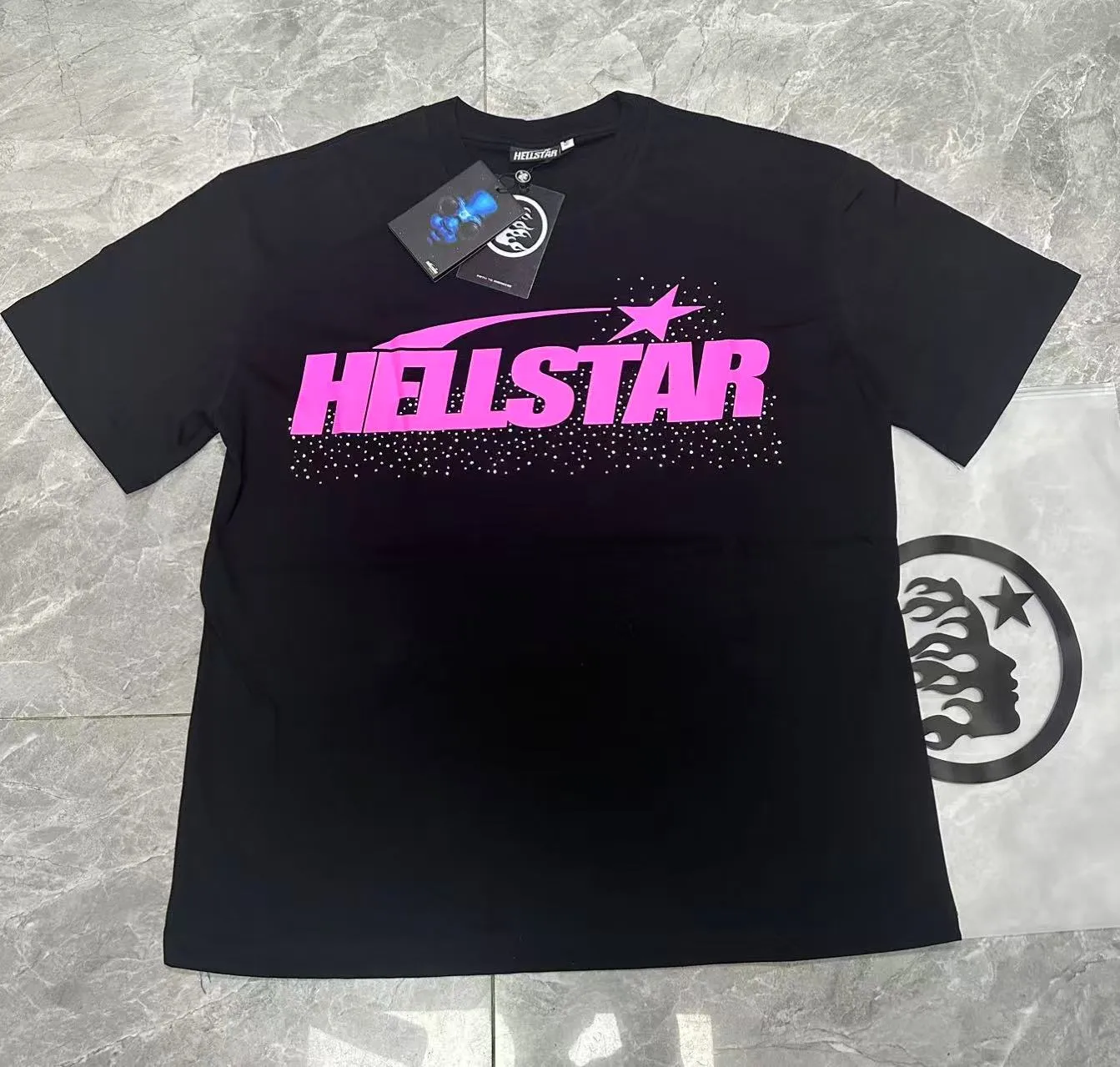 P116 Real-stock Hellstar Cross-border European and American style, street fashion brand pure cotton T-shirt Fabric (fabric): 32 pieces of 240g heavy combed double yarn pure cotton Size (size): S-M- L- X L Color (colour): black