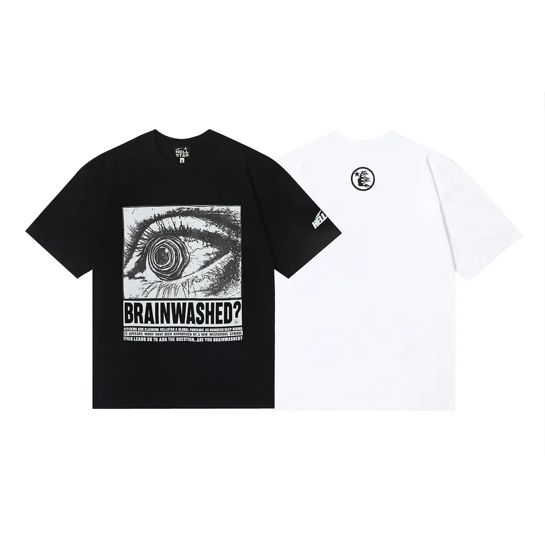 6655# P112 Hellstar American fashion high street pure cotton loose short-sleeved T-shirt Color: White Black Size: S M L XL