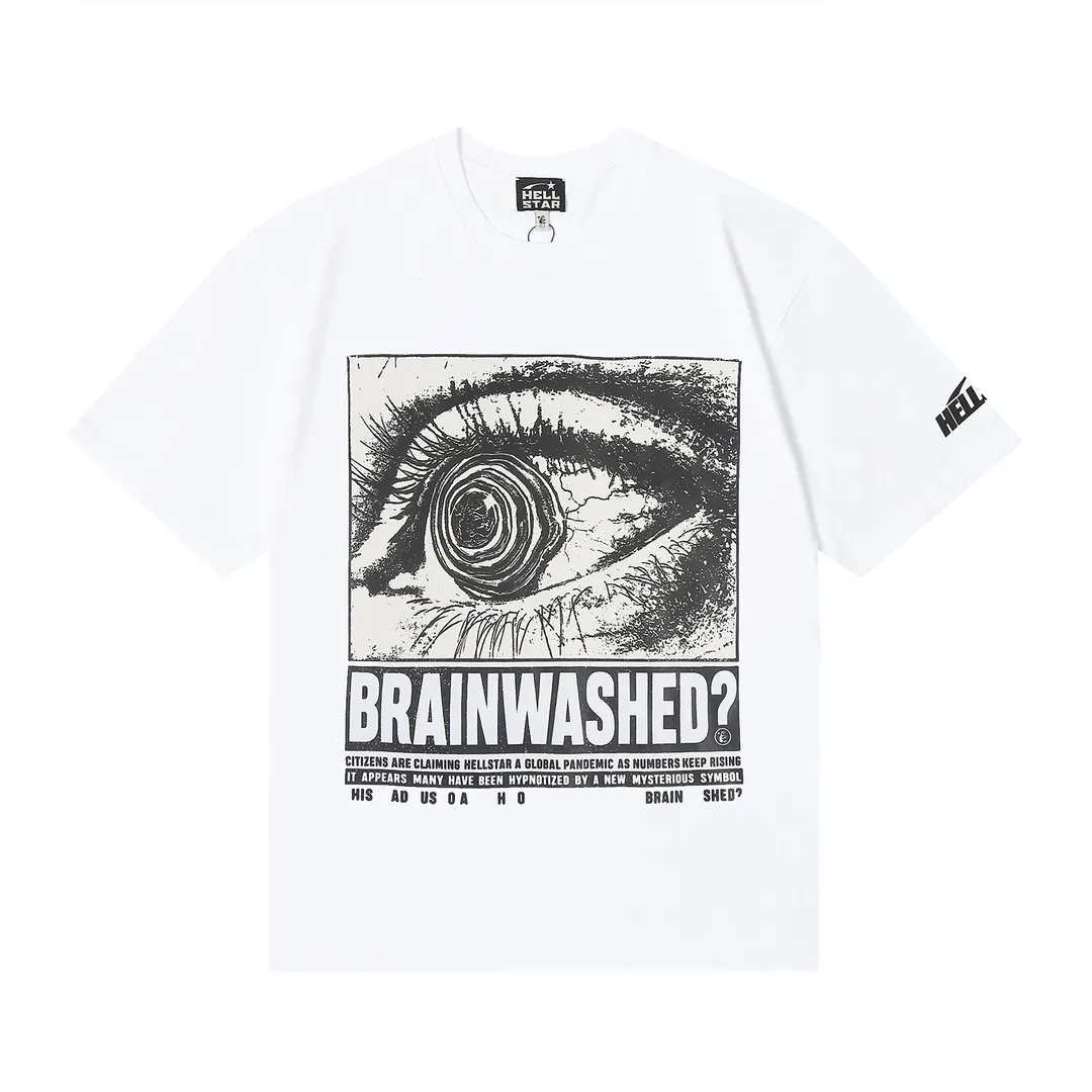6655# P112 Hellstar American fashion high street pure cotton loose short-sleeved T-shirt Color: White Black Size: S M L XL
