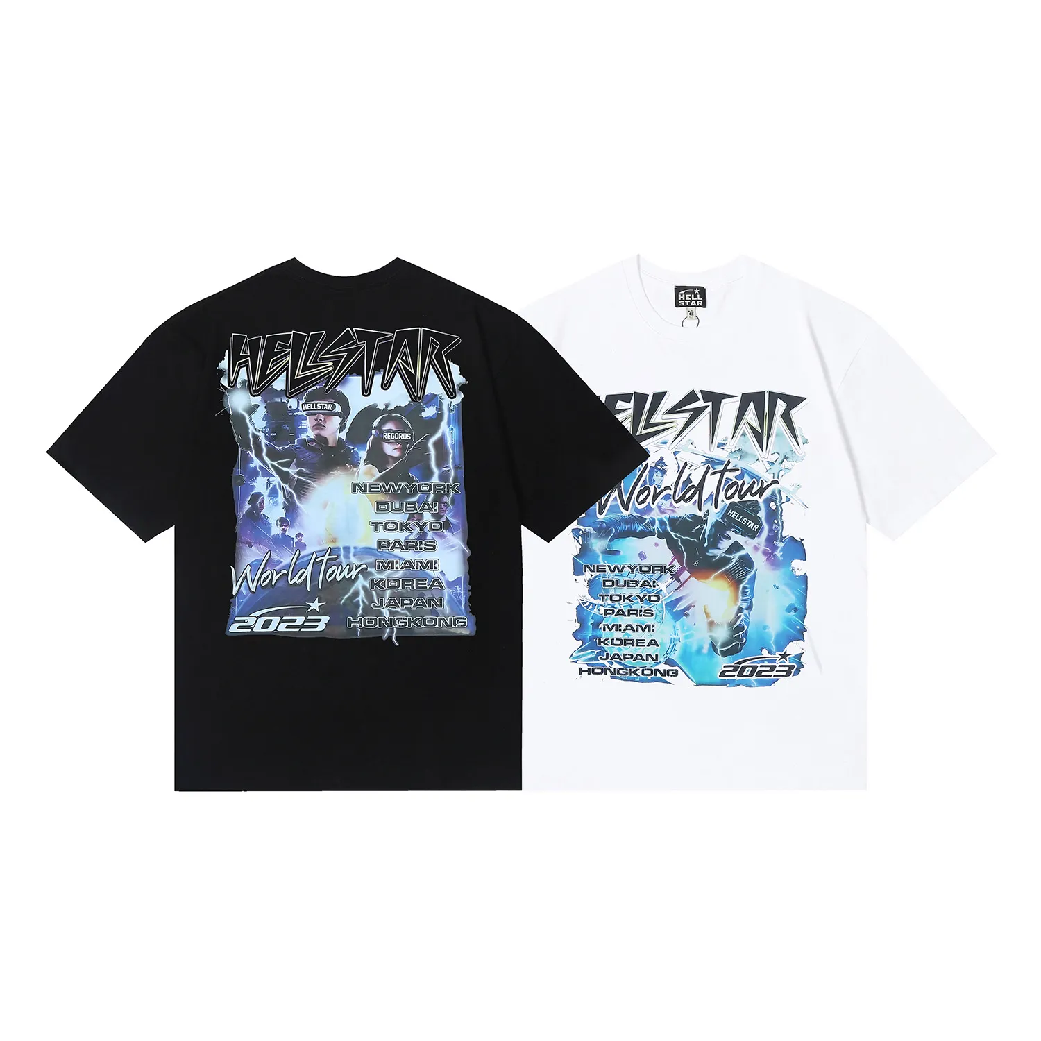 6664# P116 Hellstar American fashion high street pure cotton loose short-sleeved T-shirt Color: White Black Size: S M L XL