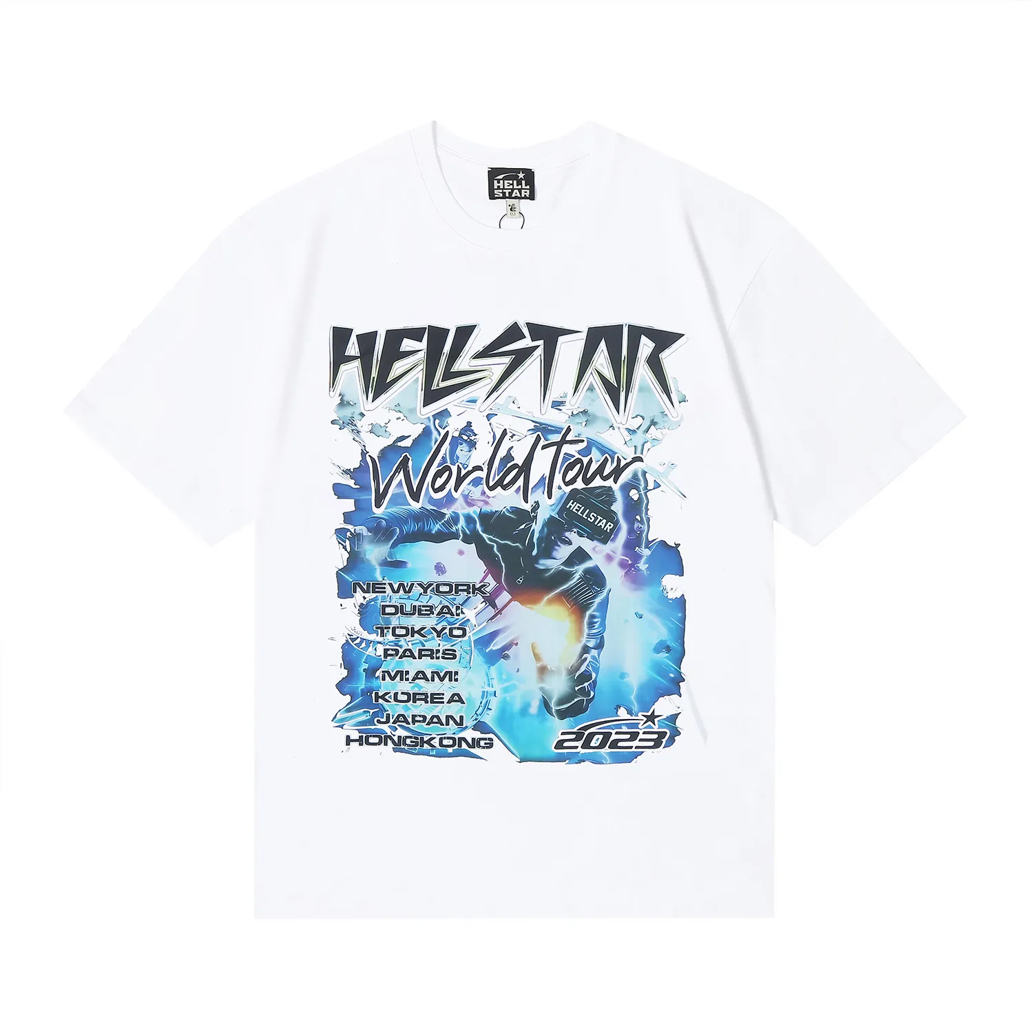 6664# P116 Hellstar American fashion high street pure cotton loose short-sleeved T-shirt Color: White Black Size: S M L XL