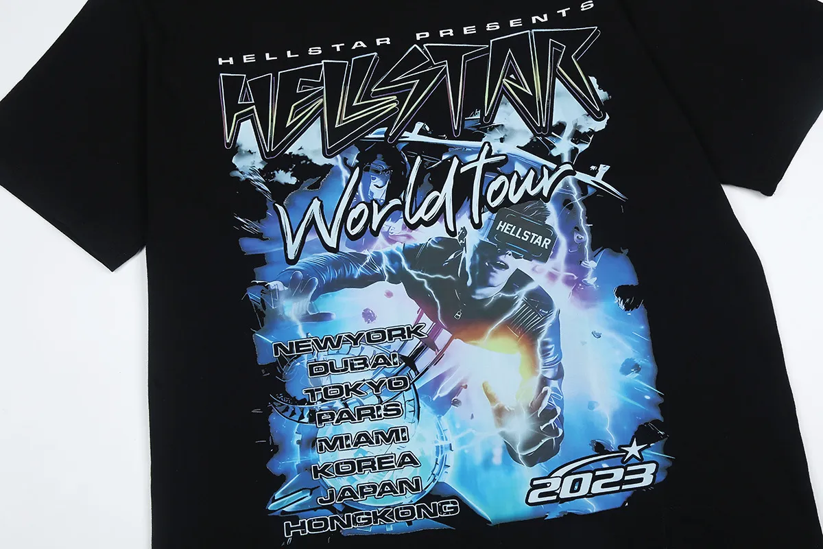 6664# P116 Hellstar American fashion high street pure cotton loose short-sleeved T-shirt Color: White Black Size: S M L XL