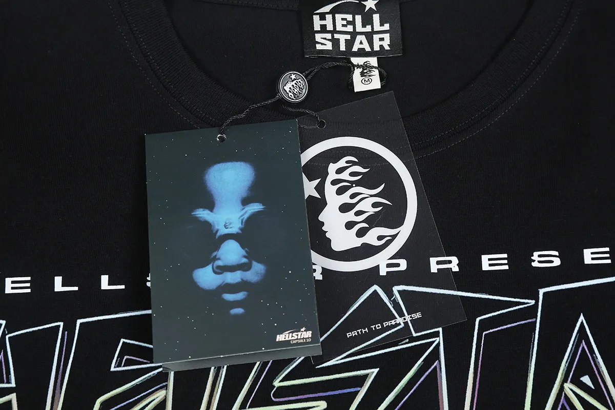 6664# P116 Hellstar American fashion high street pure cotton loose short-sleeved T-shirt Color: White Black Size: S M L XL