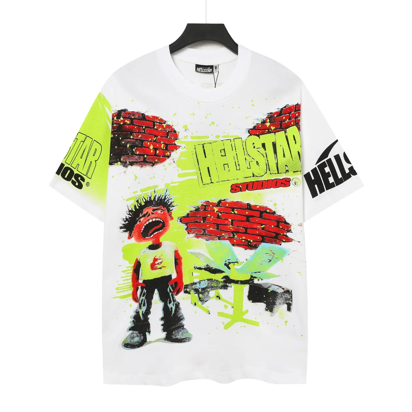 P108 Real-stock Hellstar cross-border European and American style, street fashion brand pure fabric (fabric): 32 pieces of 240g heavy combed double yarn pure cotton code number (size): S-M- L- X L color (colour): apricot/white 👉
