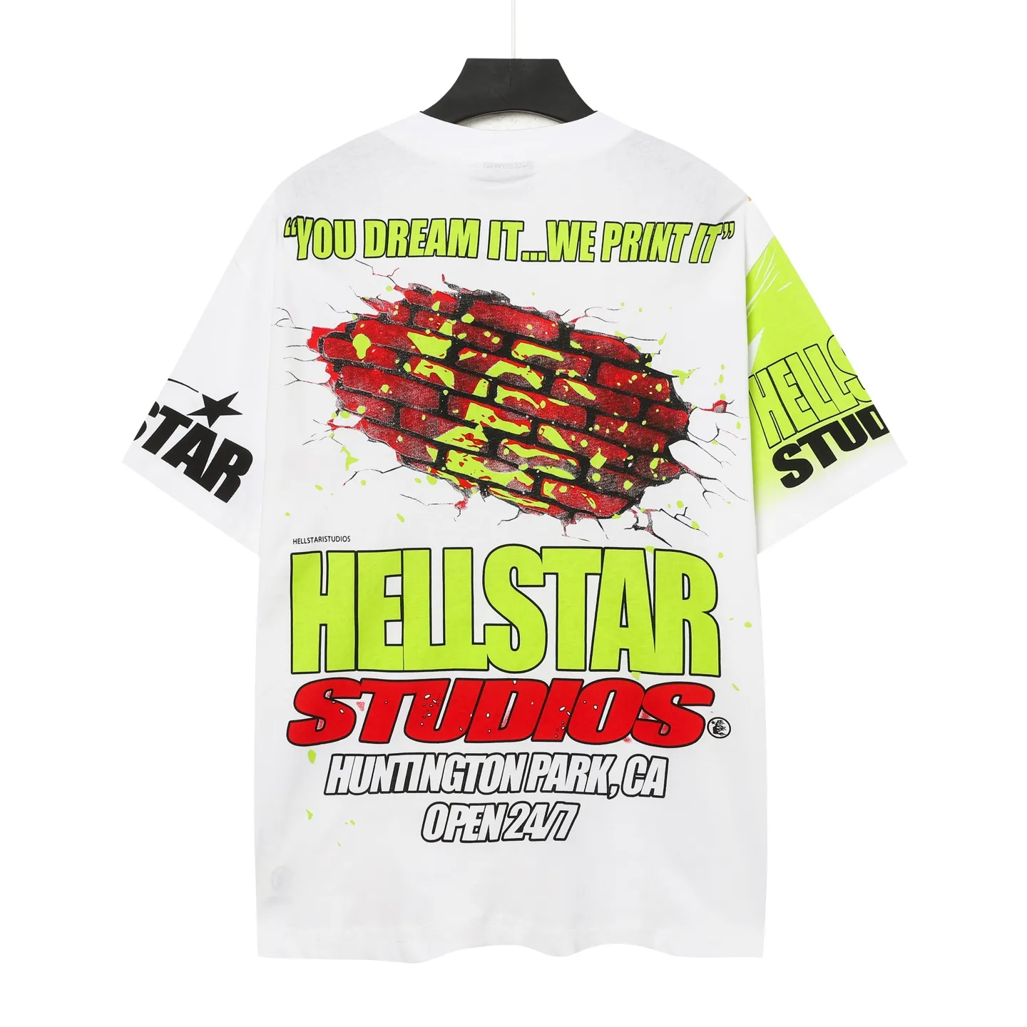 P108 Real-stock Hellstar cross-border European and American style, street fashion brand pure fabric (fabric): 32 pieces of 240g heavy combed double yarn pure cotton code number (size): S-M- L- X L color (colour): apricot/white 👉