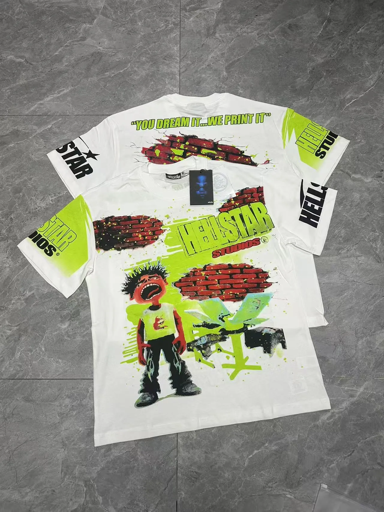 P108 Real-stock Hellstar cross-border European and American style, street fashion brand pure fabric (fabric): 32 pieces of 240g heavy combed double yarn pure cotton code number (size): S-M- L- X L color (colour): apricot/white 👉